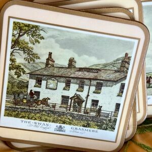 Pimpernel Vintage Style Set of 5 Coasters of Old English Inns Made in England